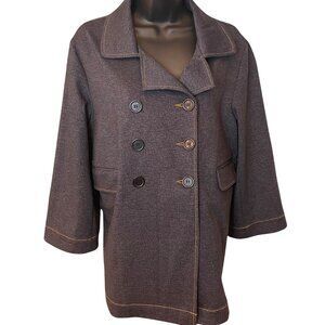 Eci New York NWT Womens Double-Breasted Jacket Grey Contrast Stitching Sz Large